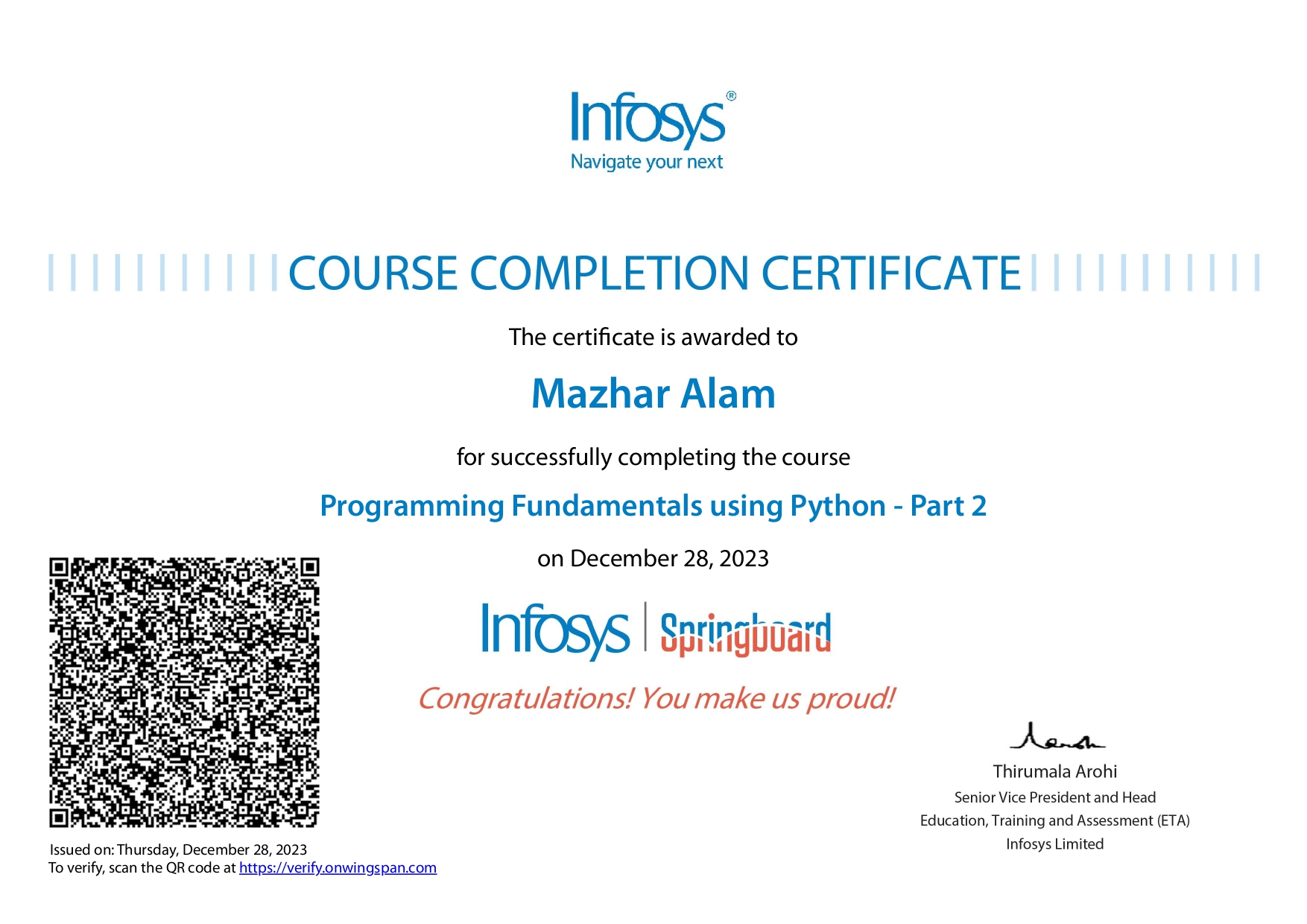 Python Part 2 Certificate Image